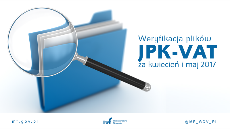 Weryfikacja plików JPK-VAT za kwiecień i maj 2017 - zdjęcie przedstawia lupę na tle ikony folderu plików